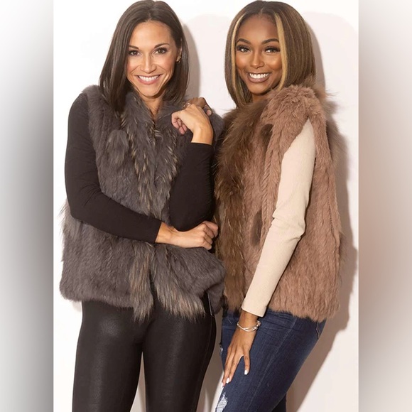 HENIG FURS FINE FUR VEST Taupe Rabbit and Raccoon Fur S/M NWT! - Picture 1 of 10